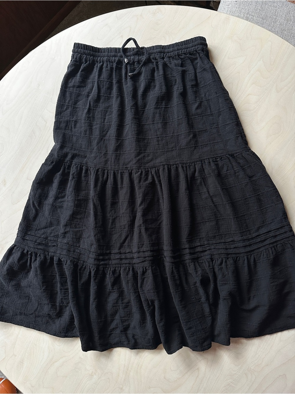 Christopher & Banks Black Tiered Maxi Skirt